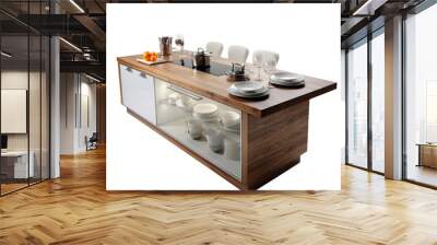 Captivating Kitchen Island isolated on transparent background Wall mural