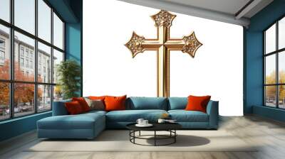 gold cross isolated on transparent background Wall mural