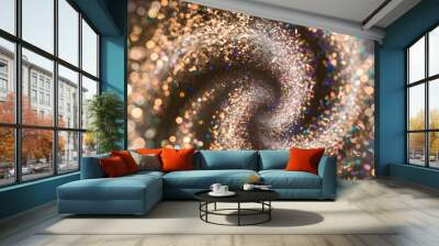 Sparkling Stardust Trail from Fastmoving Wheel, Colorful twist or curve mosaic style abstract background, Abstract blurred lights background Wall mural