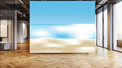 Beach with tropical blue sea top view background template for advertisement. Beach and seascape view from above vector illustration have blank space Wall mural