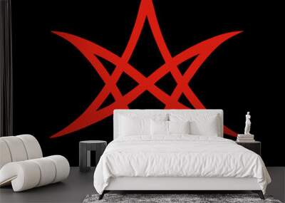 Unicursal Hexagram, Satanic Symbols, Medieval Occultism, Magic Stamps, Sigils, Mystical Knots, Devil's Cross. Sigil Lucifer Baphomet vector Wall mural