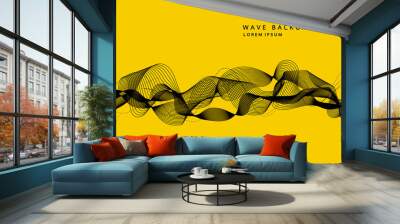 Abstract background with dynamic particle sound waves. Wave of musical soundtrack for record. Vector illustration Wall mural