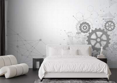 Abstract gear wheel mechanism background. Machine technology. Vector illustration Wall mural