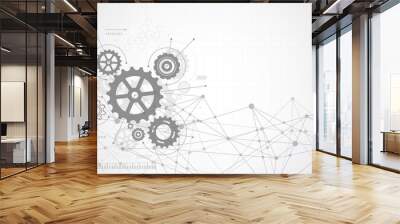 abstract gear wheel mechanism background. machine technology. vector illustration Wall mural