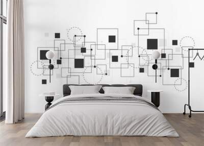 Abstract geometric background with square. dot and line connection. Vector Illustration Wall mural