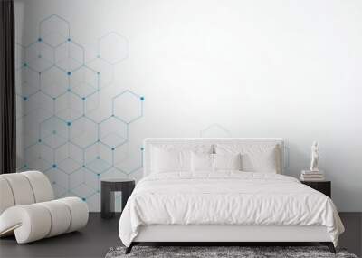 Abstract hexagonal molecular structures in technology background and science style. Medical design. Vector illustration Wall mural