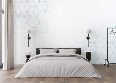 Abstract hexagonal molecular structures in technology background and science style. Medical design. Vector illustration Wall mural