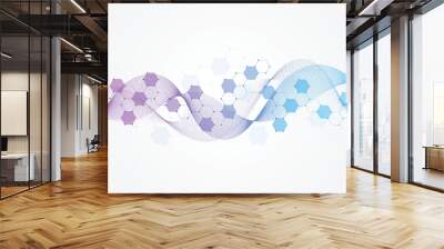 Abstract hexagonal molecular structures in technology background and science style. Medical design. Vector illustration Wall mural