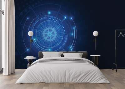 Abstract technology innovation communication concept digital blue design background. Vector illustration Wall mural