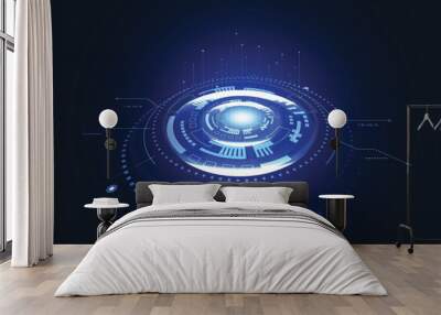 Abstract technology innovation communication concept digital blue design background. Vector illustration Wall mural