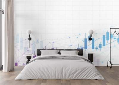 Business candle stick graph chart of stock market investment trading on background design. Bullish point, Trend of graph. Vector illustration Wall mural