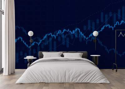 Business candle stick graph chart of stock market investment trading on dark background design. Bullish point, Trend of graph. Vector illustration Wall mural