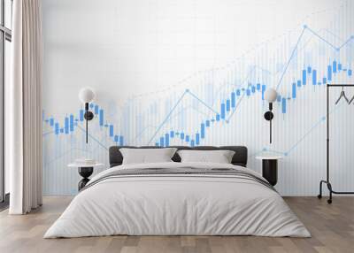 business candle stick graph chart of stock market investment trading on white background design. bul Wall mural