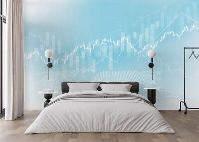 Business candle stick graph chart of stock market investment trading on white background design. Bullish point, Trend of graph. Vector illustration Wall mural