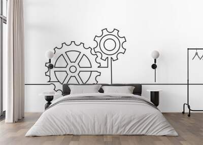 Continuous line drawing. gear collaboration. business concept. Vector illustrations Wall mural