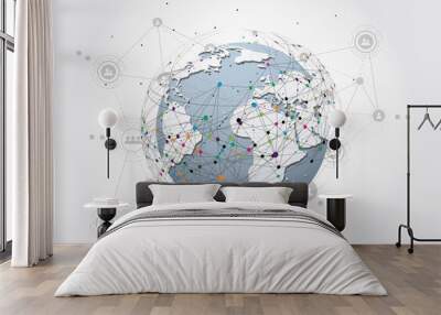 global network connection. world map point and line composition concept of global business. vector i Wall mural