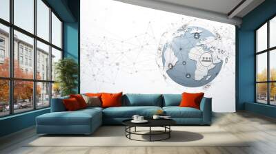 global network connection. world map point and line composition concept of global business. vector i Wall mural