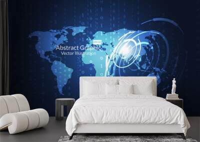 Global network connection. World map point and line composition concept of global business. Vector Illustration Wall mural