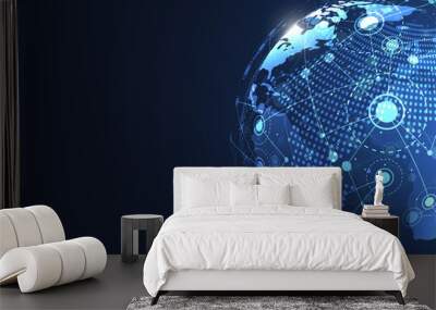 Global network connection. World map point and line composition concept of global business. Vector Illustration Wall mural