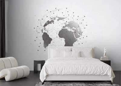 Global network connection. World map point and line composition concept of global business. Vector Illustration Wall mural