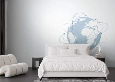 Global network connection. World map point and line composition concept of global business. Vector Illustration Wall mural