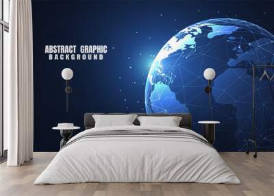 Global network connection. World map point and line composition concept of global business. Vector Illustration Wall mural