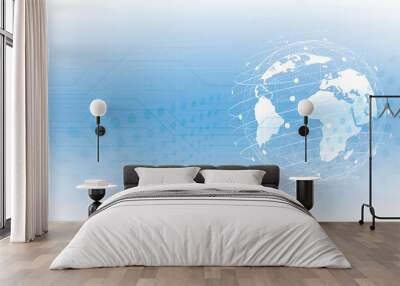 Global network connection. World map point and line composition concept of global business. Vector Illustration Wall mural