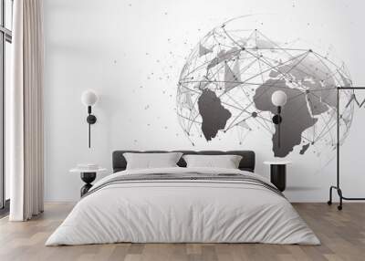 Global network connection. World map point and line composition concept of global business. Vector Illustration Wall mural