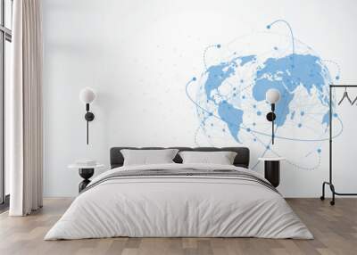 Global network connection. World map point and line composition concept of global business. Vector Illustration Wall mural