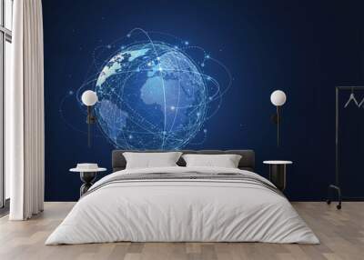 Global network connection. World map point and line composition concept of global business. Vector Illustration Wall mural