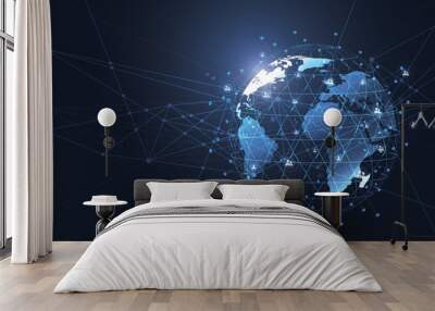 Global network connection. World map point and line composition concept of global business. Vector Illustration Wall mural