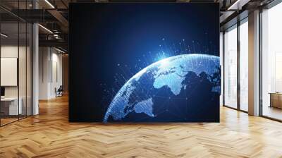 Global network connection. World map point and line composition concept of global business. Vector Illustration Wall mural