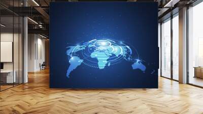 Global network connection. World map point and line composition concept of global business. Vector Illustration Wall mural