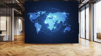 Global network connection. World map point and line composition concept of global business. Vector Illustration Wall mural