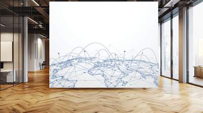 Global network connection. World map point and line composition concept of global business. Vector Illustration Wall mural