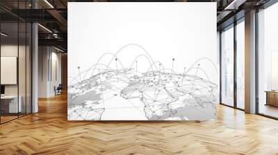 Global network connection. World map point and line composition concept of global business. Vector Illustration Wall mural