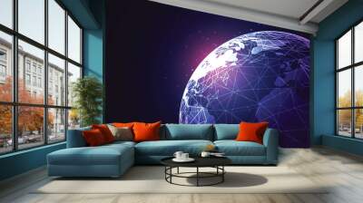 Global network connection. World map point and line composition concept of global business. Vector Illustration Wall mural