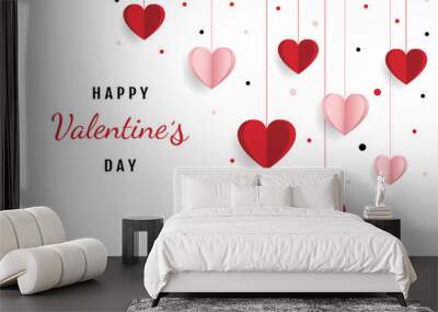 Happy valentine day. with creative love composition of the hearts. Vector illustration Wall mural