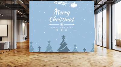 Merry Christmas with Santa Claus for Getting card, poster, brochure. Vector illustration Wall mural