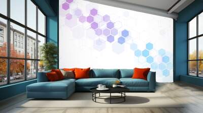 Molecular structure abstract tech background. Medical design. Vector illustration Wall mural