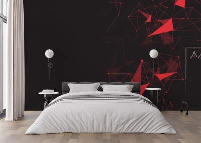 Red Abstract polygonal space low poly background with connecting dots and lines. Connection structure. Vector Illustration Wall mural