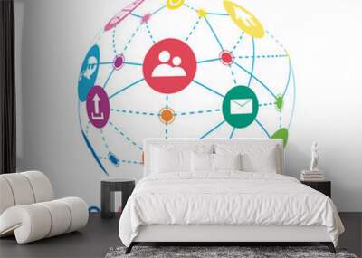 Vector illustration of a communication concept. The word communication with colorful dialog speech bubbles Wall mural