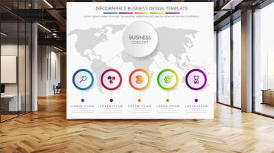 Vector infographic template business concept with options. Label circles for content, flowchart, diagram, steps, infographics, chart, workflow layout illustration, Wall mural