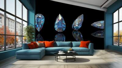 Pear. Collections of jewelry gems. Swiss blue topaz Wall mural