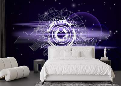 Science space abstract illustration. Modern futuristic background with the universe. Starry sky with a technological element. Wall mural