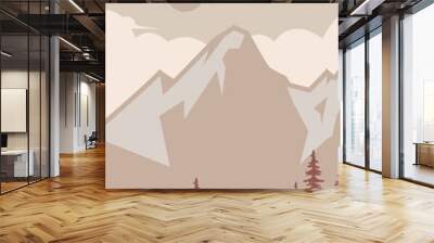 poster of man hike on peak, illustration vector design Wall mural