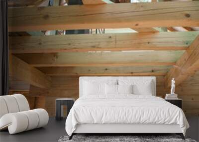 fragment structure wooden log home Wall mural