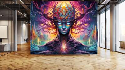 Representation of a psychedelic divine cosmic trippy godly entity Wall mural