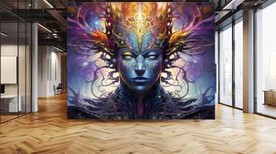 Representation of a psychedelic divine cosmic trippy godly entity Wall mural