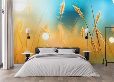 Sunlight falling onto a grain field. Defocused effect. Wall mural